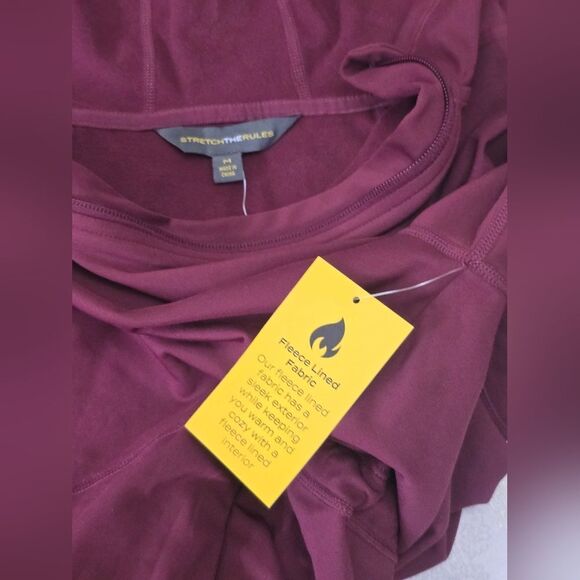Strwtch The Rules Burgundy Zip-Up Fleece Lined Hoodie NWT - Picture 7 of 9